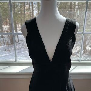 Trouve Black Sheath Plunge Neck Tank Top